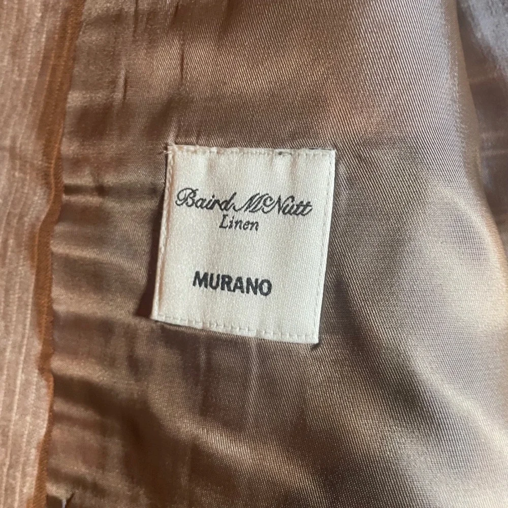 Murano Baird McNutt Linen Blazer Mens‎ Large Tan Pinstripe Two Button Sport Coat